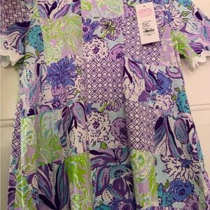 Lilly Pulitzer Purple and Green Patchwork Blouse